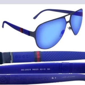 Ricky Martin Gucci GG 2252/S R63Z0 Semi Matte Navy Blue Men’s Aviator Sunglasses